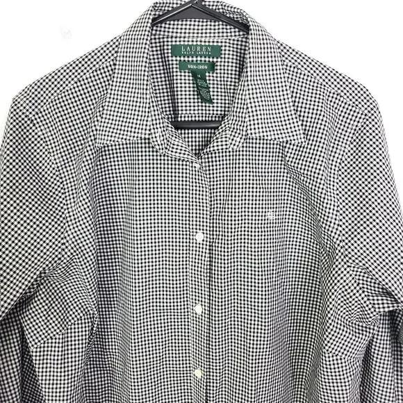 Lauren Ralph Lauren Black Relaxed Long Sleeve Button Down - Picture 8 of 9